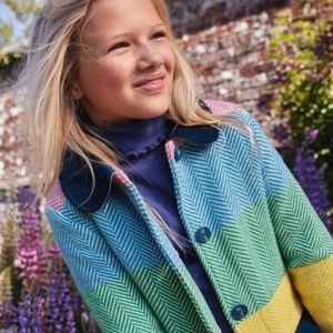 BODEN - Girls 9-10 - Colourful Wool Coat - Multi Rainbow
